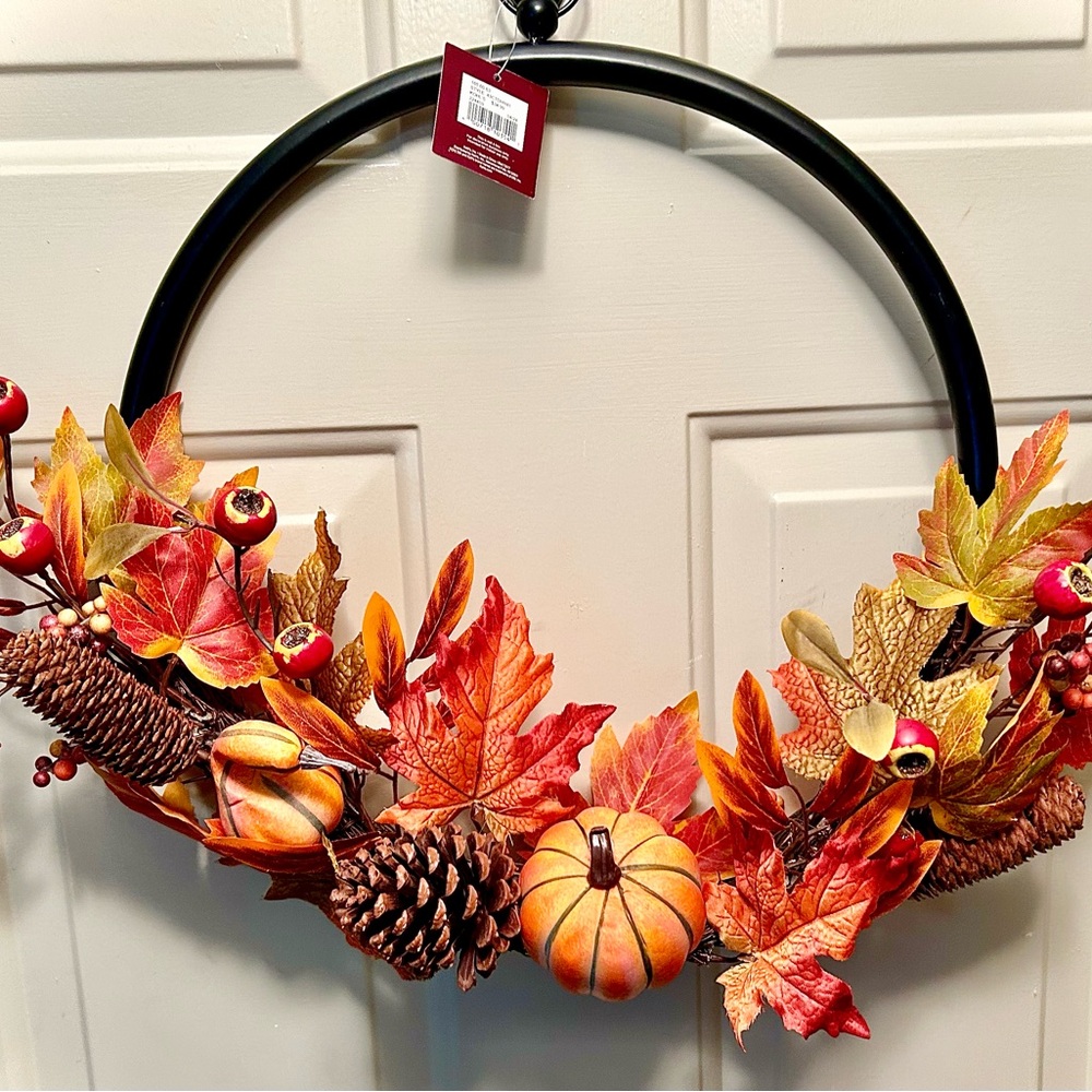 Fall floral wreath/garland set, fall decor set, floral pumpkin garland & wreath